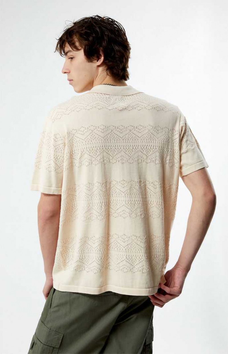 Chemises PacSun Hudson Cream Oversized Camp Homme Blanche | 847516NOG