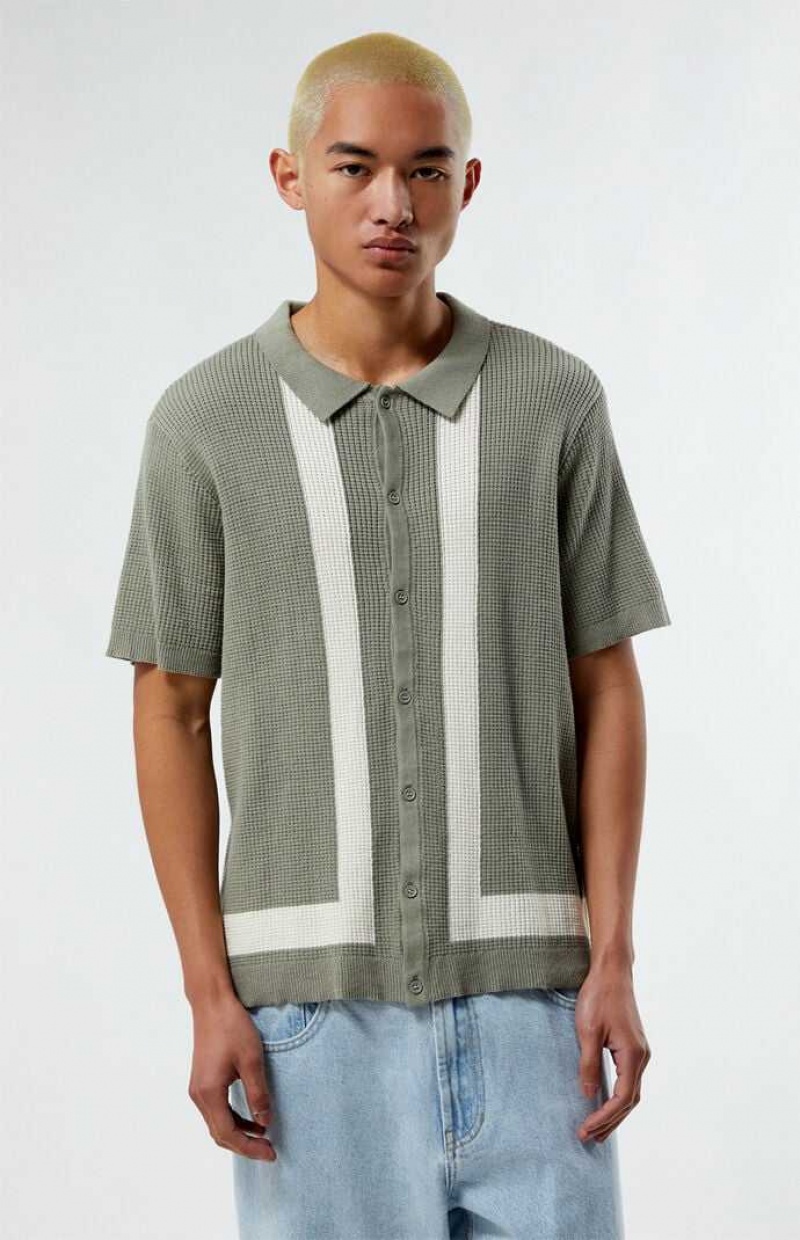 Chemises PacSun Leon Button Down Polo Homme Grise | 438019OWJ