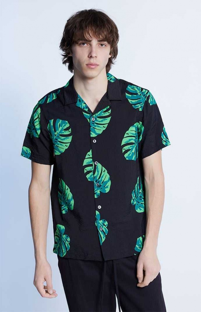 Chemises PacSun Monstera Resort Camp Homme Noir | 362859LZH