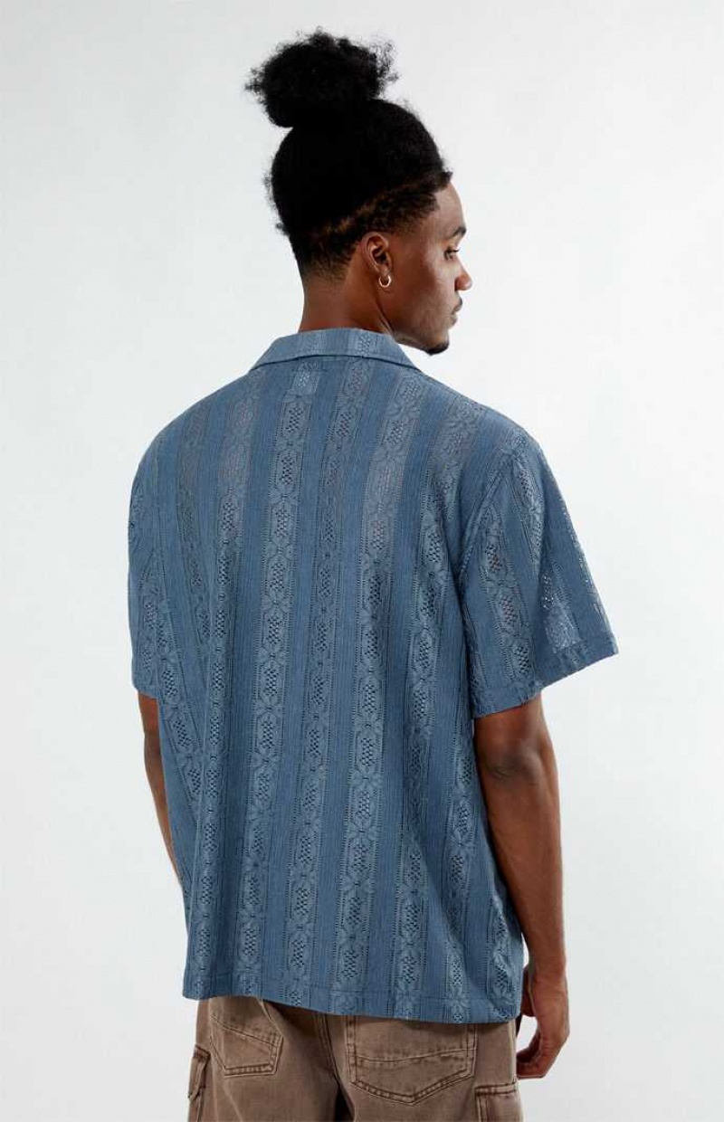 Chemises PacSun Niall Oversized Camp Homme Bleu | 723549VTY