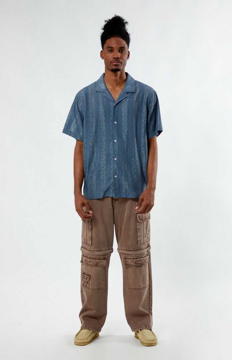 Chemises PacSun Niall Oversized Camp Homme Bleu | 723549VTY