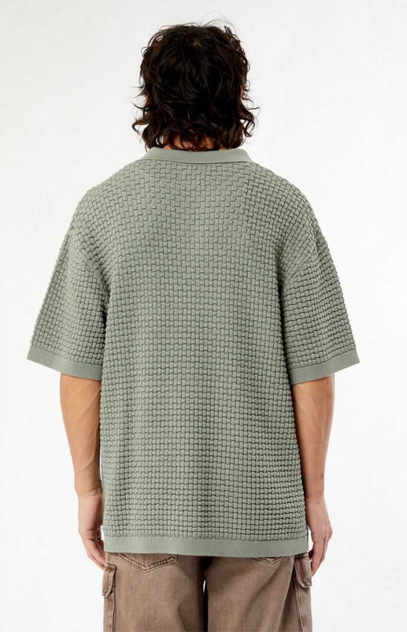 Chemises PacSun Olive Open Knit Polo Homme Vert | 785024HZR