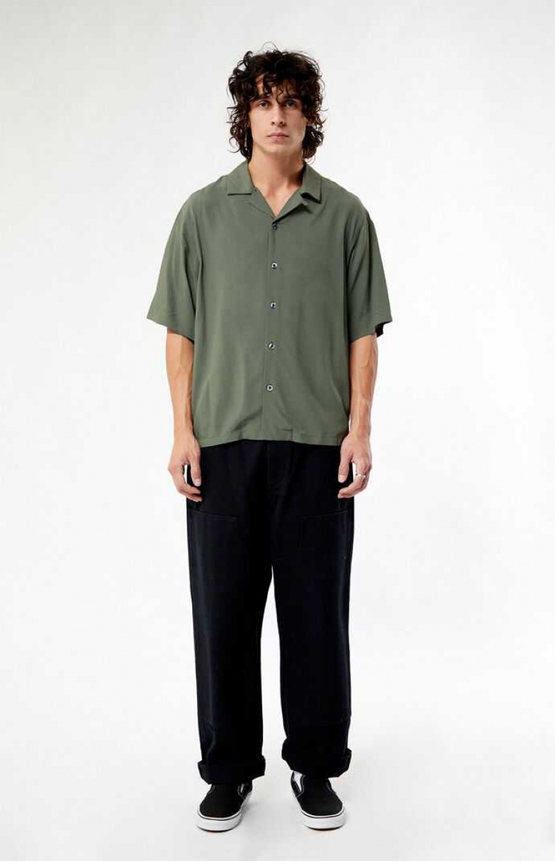 Chemises PacSun Olive Oversized Camp Homme Vert Olive | 542380CDP