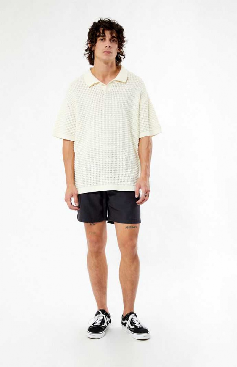 Chemises PacSun Open Knit Polo Homme Blanche | 728390XRM