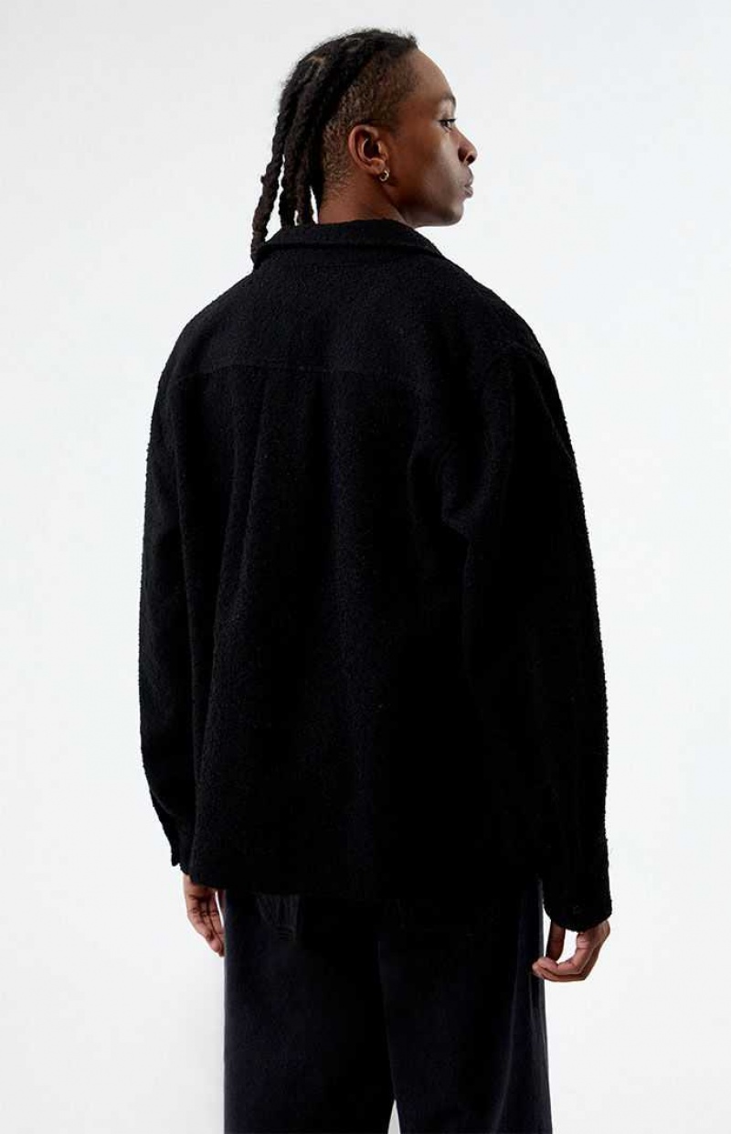 Chemises PacSun Oversized Wooly Solid Shacket Homme Noir | 140729IDN