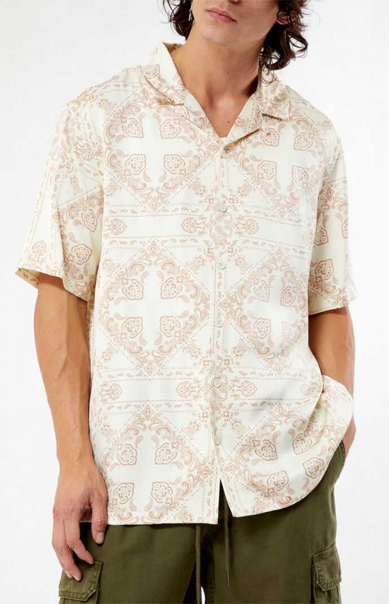 Chemises PacSun Paisley Camp Homme Blanche | 035789MQS