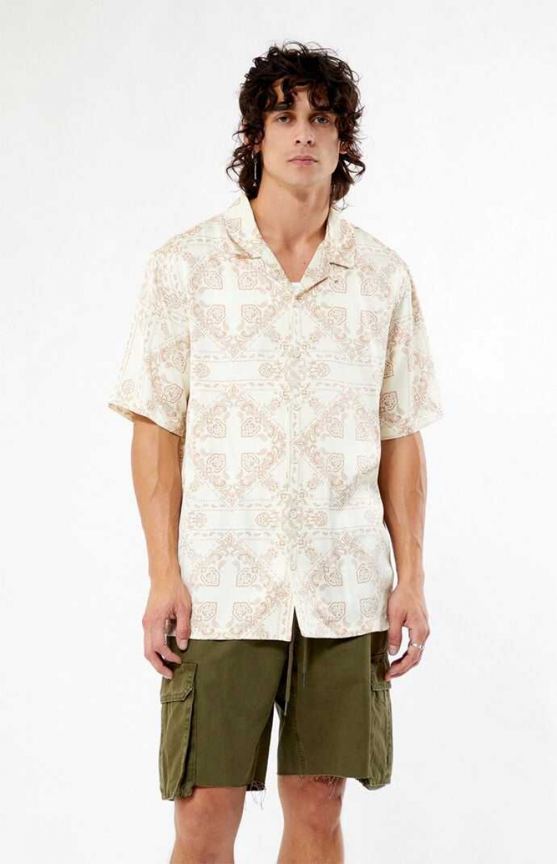 Chemises PacSun Paisley Camp Homme Blanche | 035789MQS