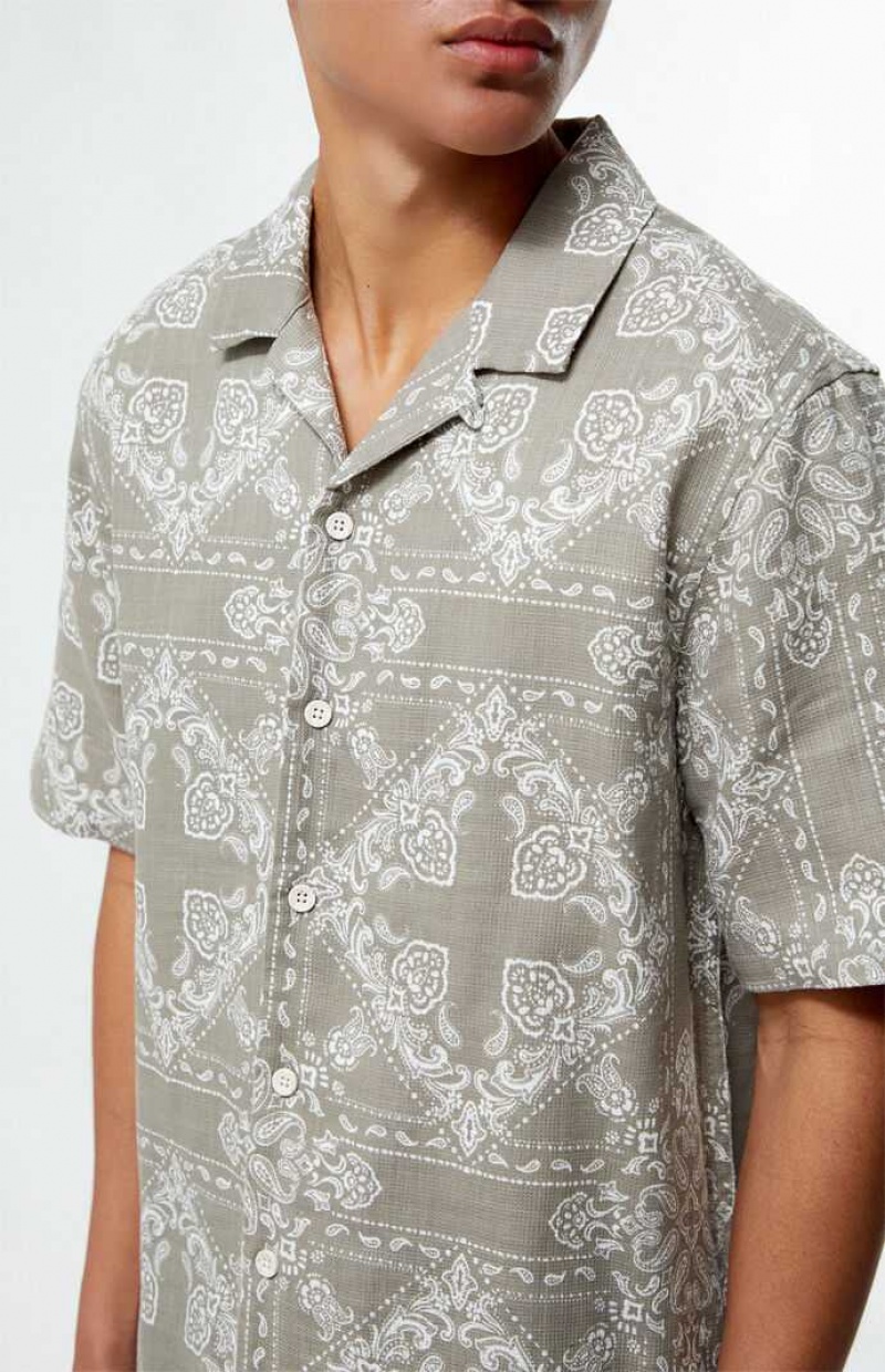 Chemises PacSun Paisley Camp Homme Grise | 845316VGK