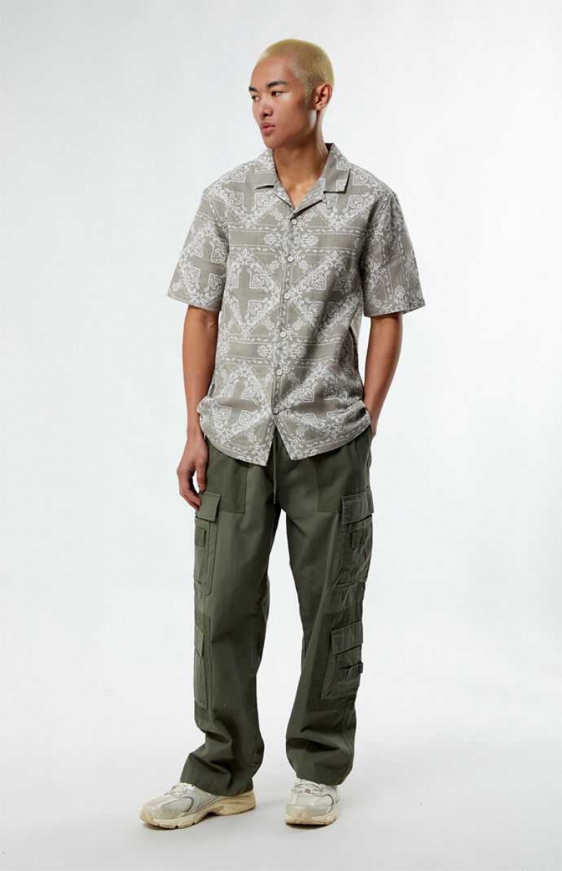 Chemises PacSun Paisley Camp Homme Grise | 845316VGK