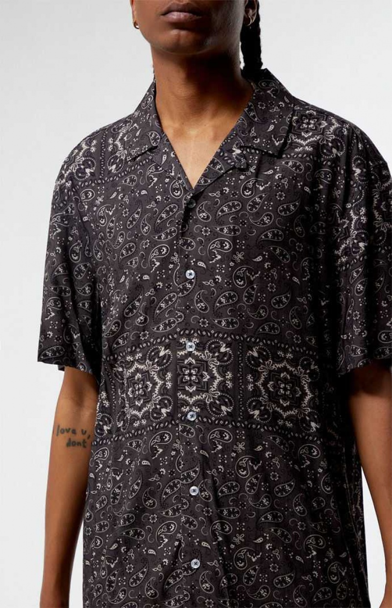 Chemises PacSun Paisley Camp Homme Noir | 615497BXV