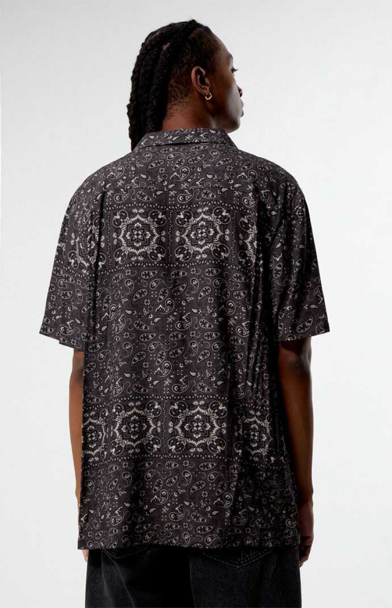 Chemises PacSun Paisley Camp Homme Noir | 615497BXV