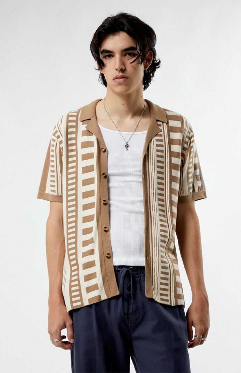 Chemises PacSun Pattern Knit Woven Homme Marron | 412693ZEA