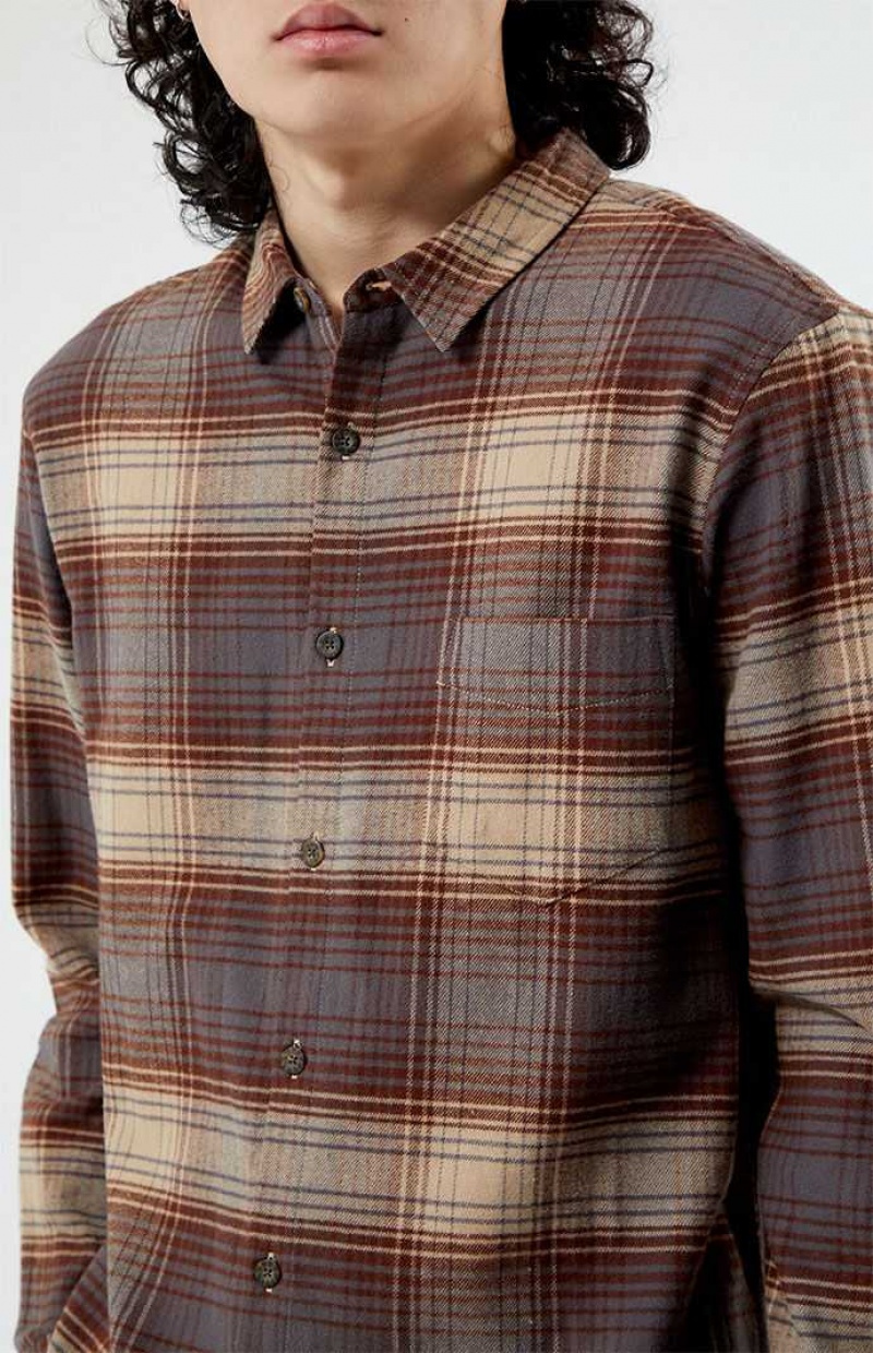 Chemises PacSun Plaid Classiche Homme Marron Noir | 439570HZN