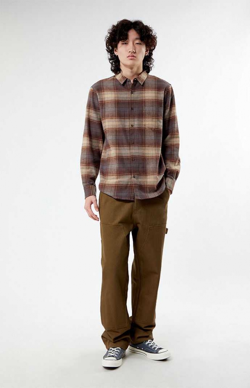 Chemises PacSun Plaid Classiche Homme Marron Noir | 439570HZN