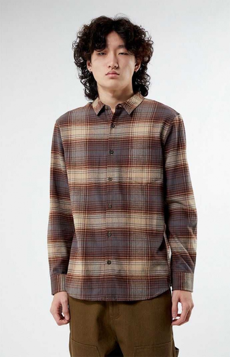 Chemises PacSun Plaid Classiche Homme Marron Noir | 439570HZN