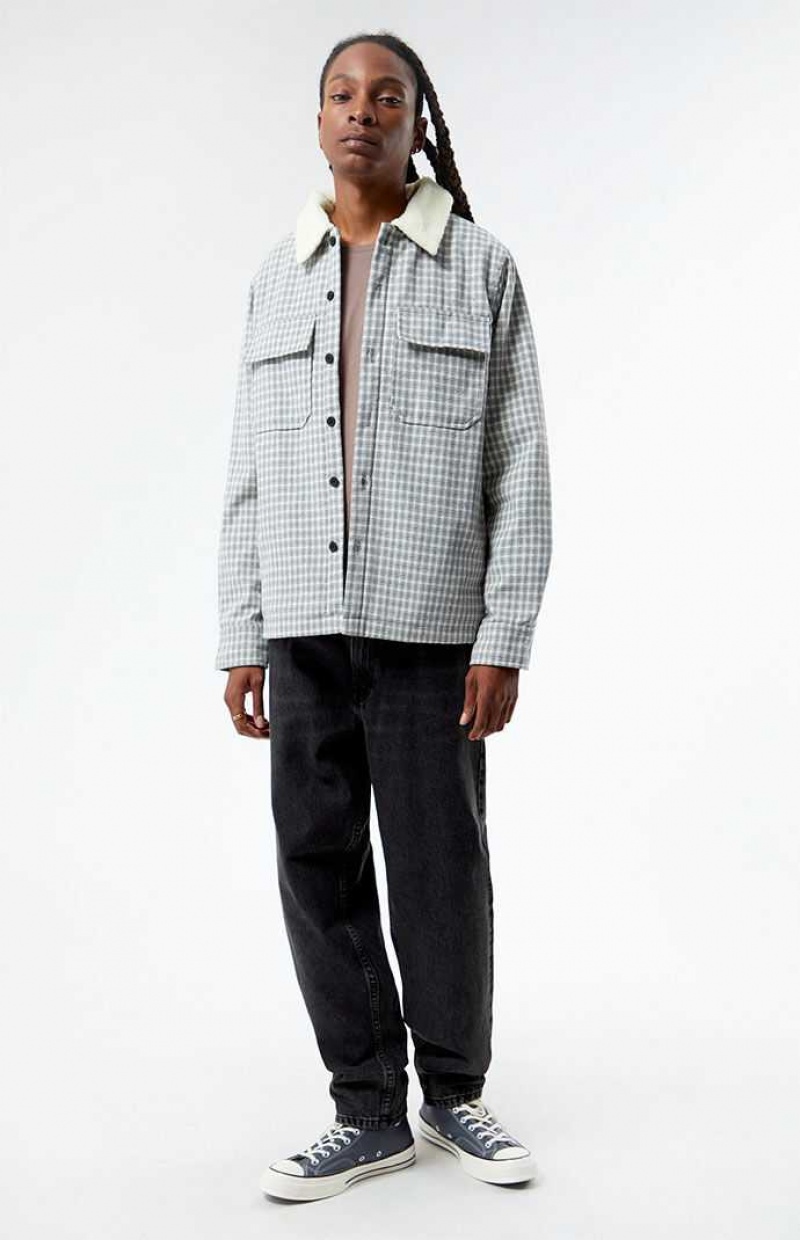 Chemises PacSun Plaid Sherpa Shacket Homme Grise | 683451GBE