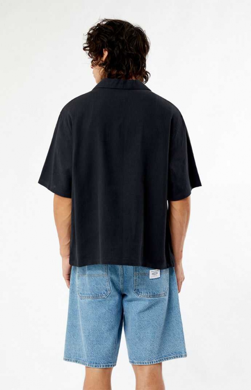 Chemises PacSun Provincial Oversized Embroidered Camp Homme Noir | 635891JVK