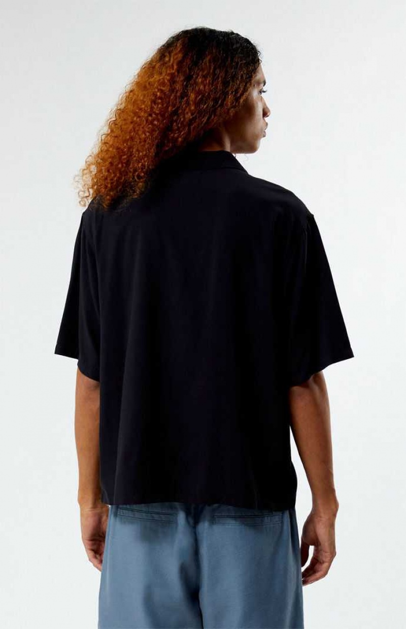 Chemises PacSun Recycled Solid Black Oversized Camp Homme Noir | 807523KYA