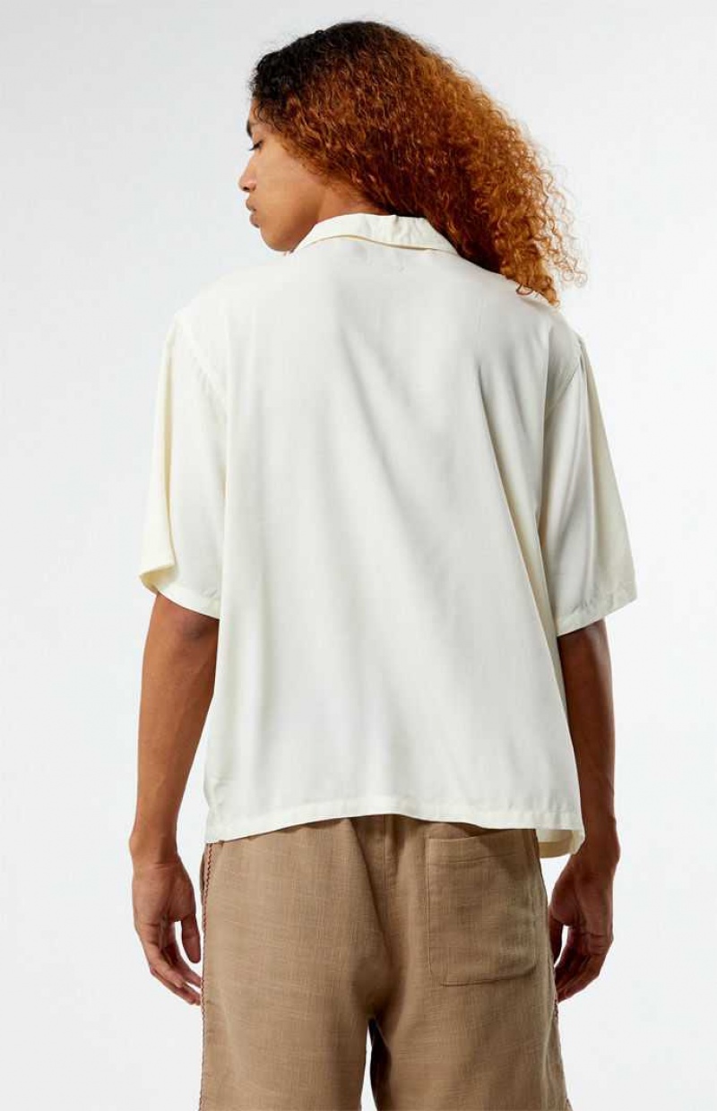 Chemises PacSun Recycled Solid White Camp Homme Blanche | 048537ALX