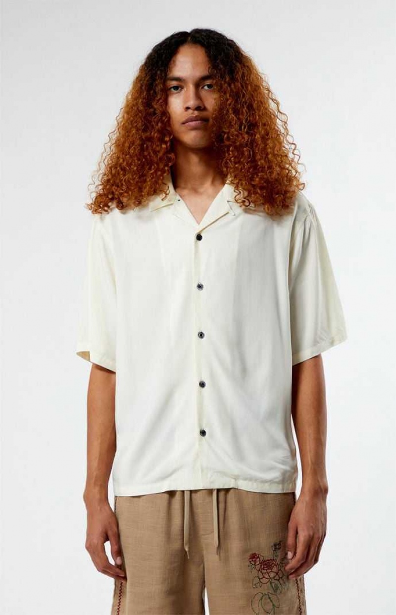 Chemises PacSun Recycled Solid White Camp Homme Blanche | 048537ALX