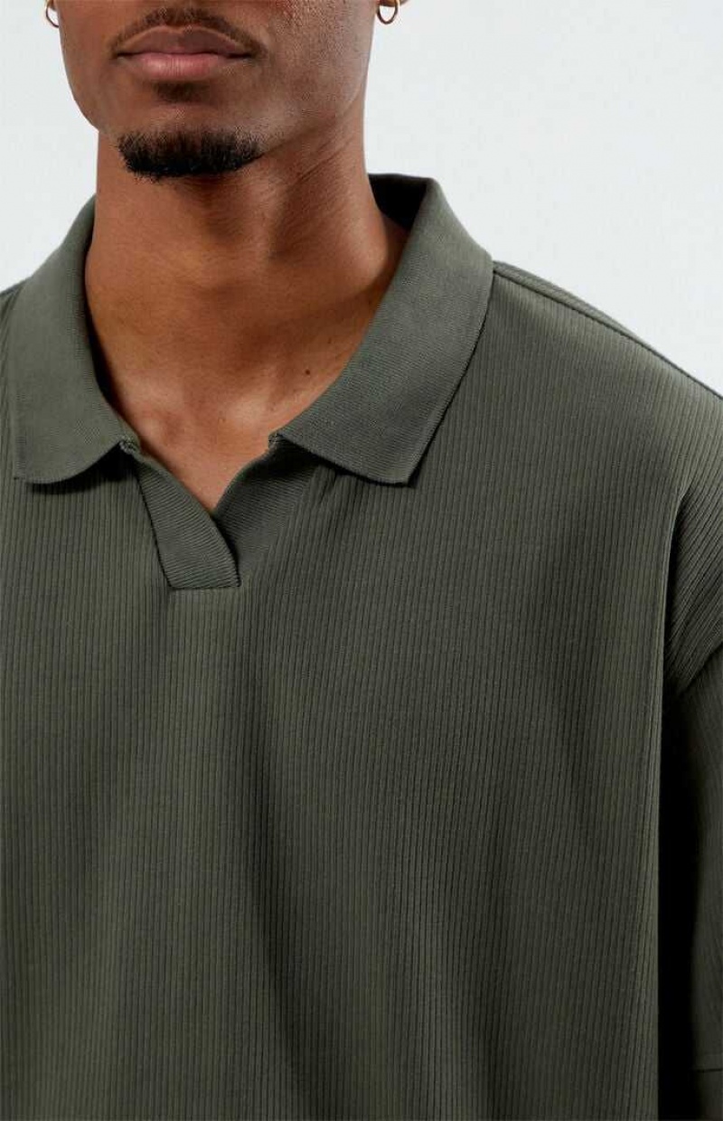 Chemises PacSun Rib Open Polo Homme Vert Olive | 120956TOG