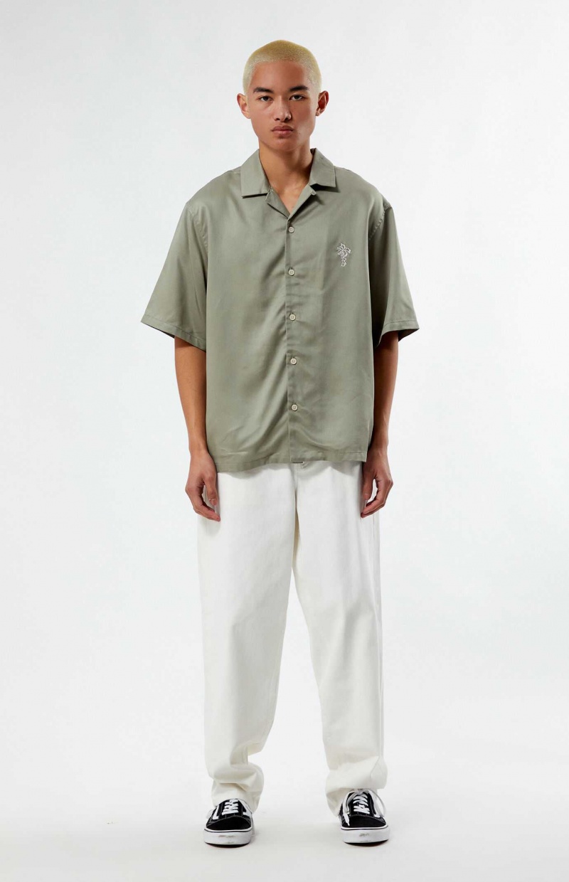 Chemises PacSun Rogue Oversized Embroidered Camp Homme Grise | 309185AHR