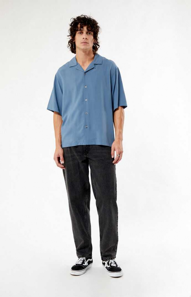 Chemises PacSun Solid Mirage Oversized Camp Homme Bleu | 392186TUV