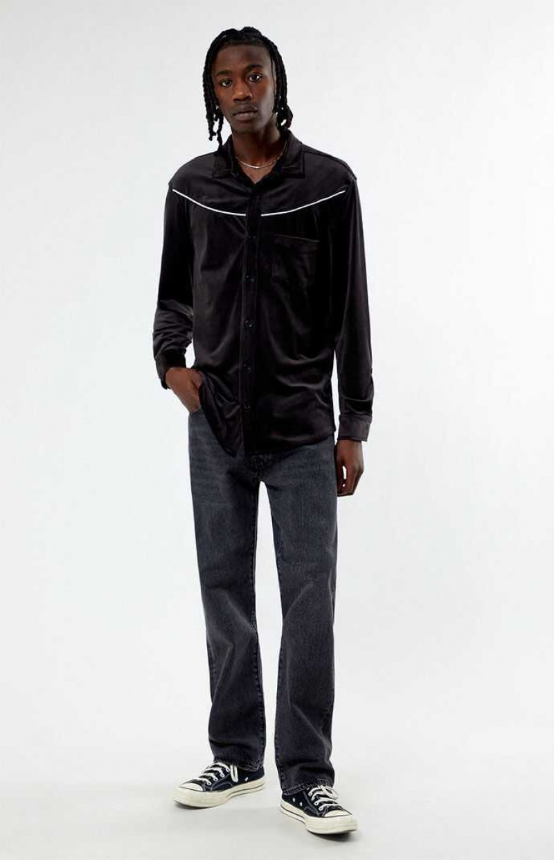 Chemises PacSun Velour Western Button Down Homme Noir | 352947GJP