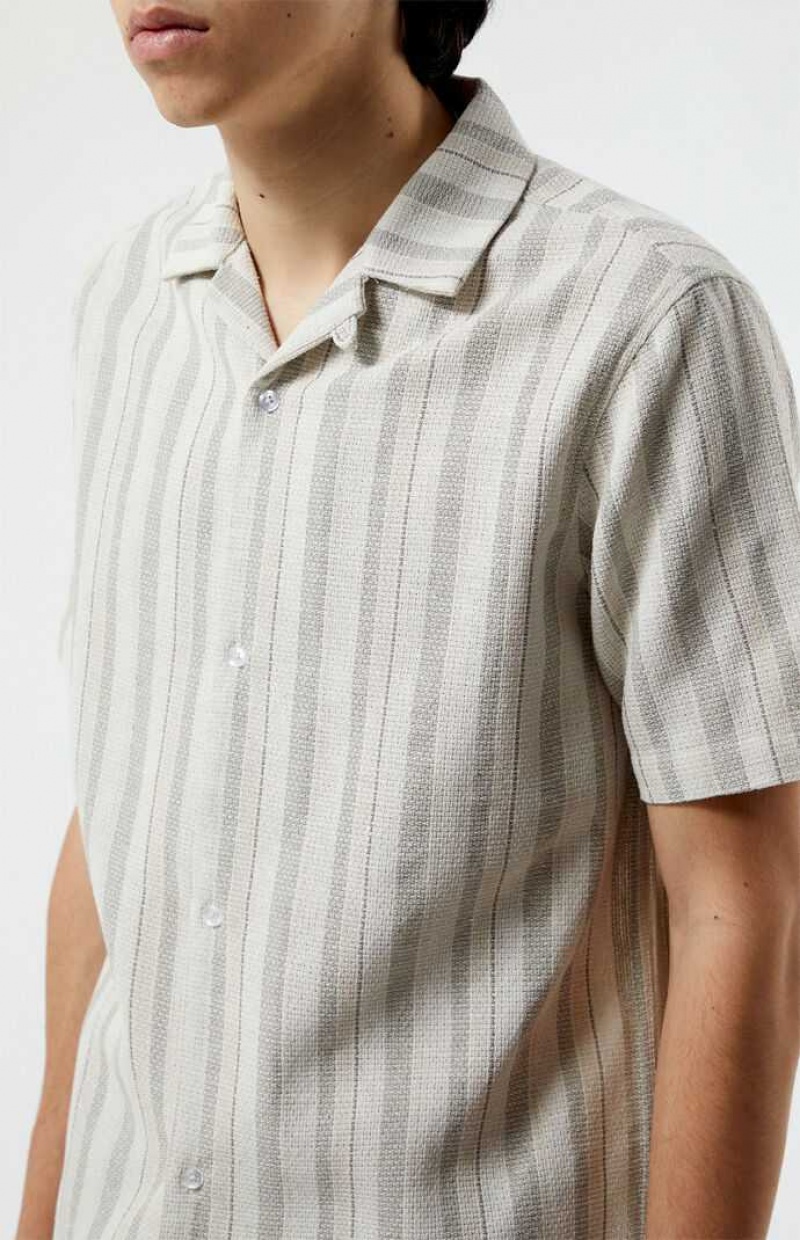 Chemises PacSun Weave Stripe Camp Homme Blanche | 738260CNI