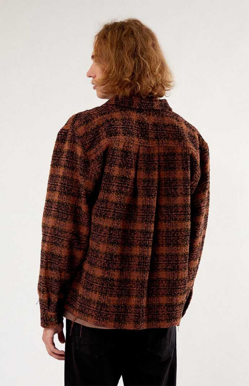 Chemises PacSun Wooly Shadow Plaid Classiche Homme MINK | 610389SMN