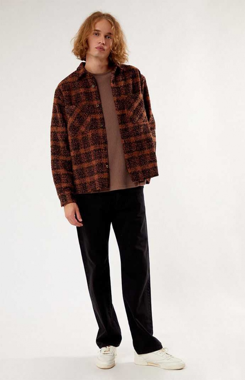 Chemises PacSun Wooly Shadow Plaid Classiche Homme MINK | 610389SMN