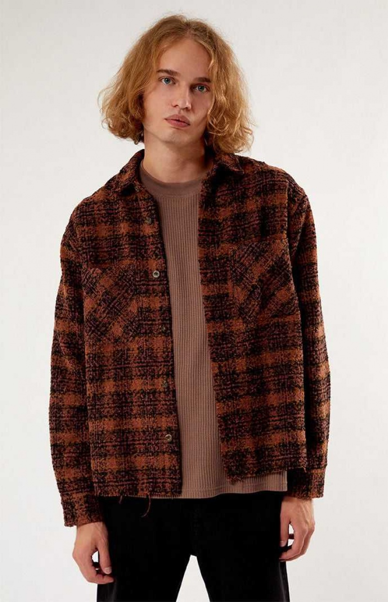 Chemises PacSun Wooly Shadow Plaid Classiche Homme MINK | 610389SMN