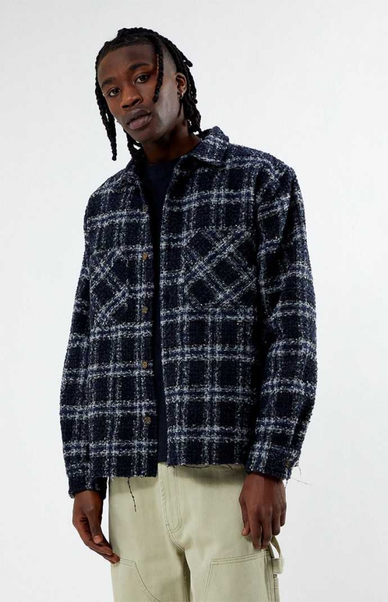 Chemises PacSun Wooly Shadow Plaid Classiche Homme Bleu Marine | 531784UIN