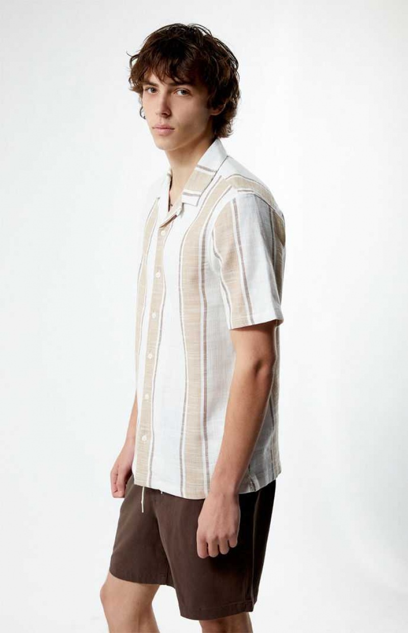 Chemises PacSun Woven Camp Homme Marron Blanche | 481039LGS