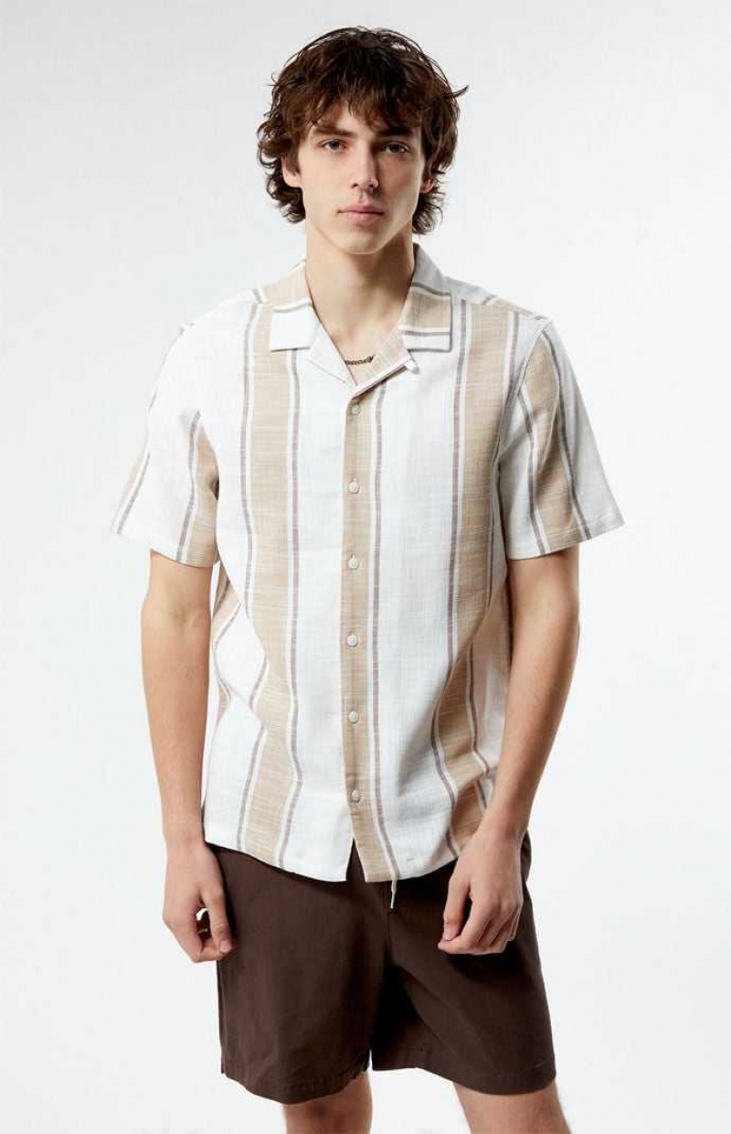 Chemises PacSun Woven Camp Homme Marron Blanche | 481039LGS