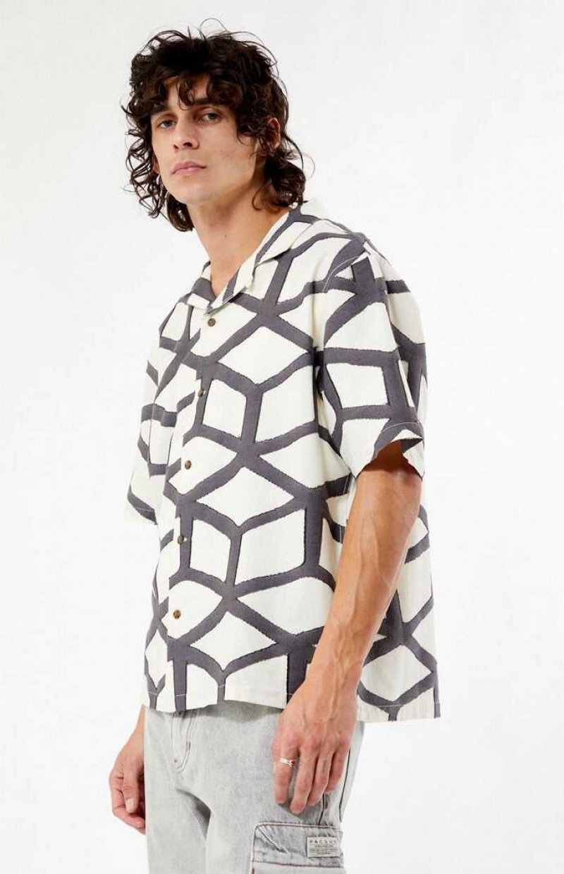 Chemises PacSun Woven Oversized Camp Homme Blanche | 752908JEI