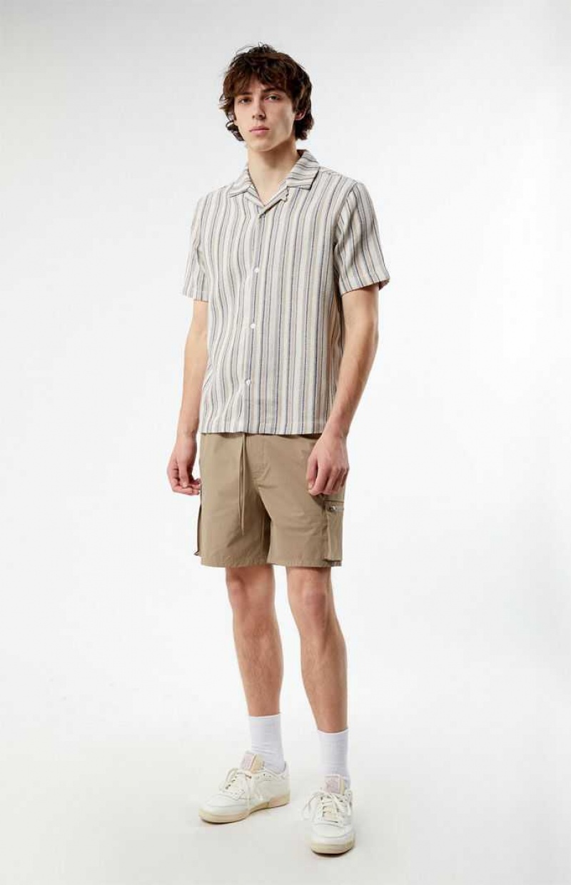 Chemises PacSun Woven Rayé Camp Homme Multicolore | 037689BTP