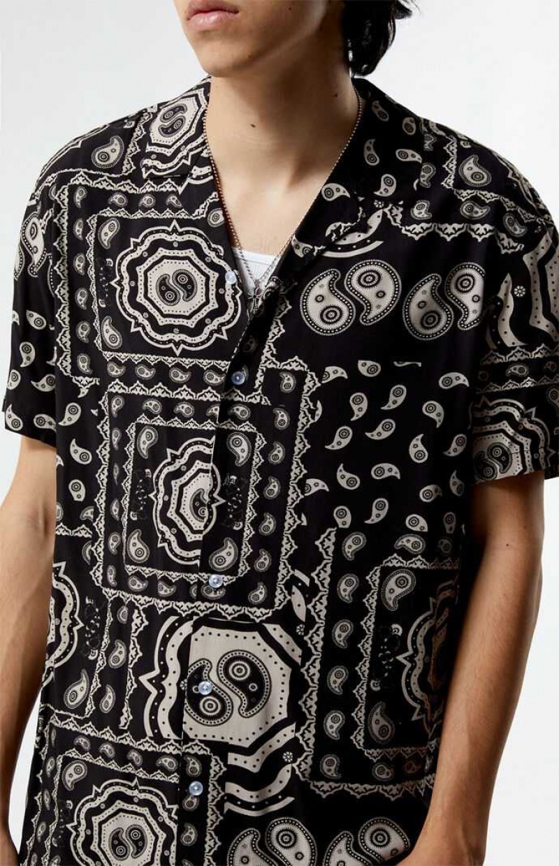 Chemises PacSun Zen Paisley Woven Camp Homme Noir | 157924HDX