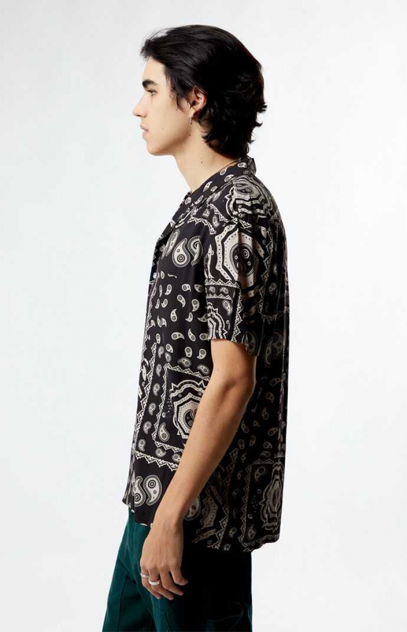 Chemises PacSun Zen Paisley Woven Camp Homme Noir | 157924HDX