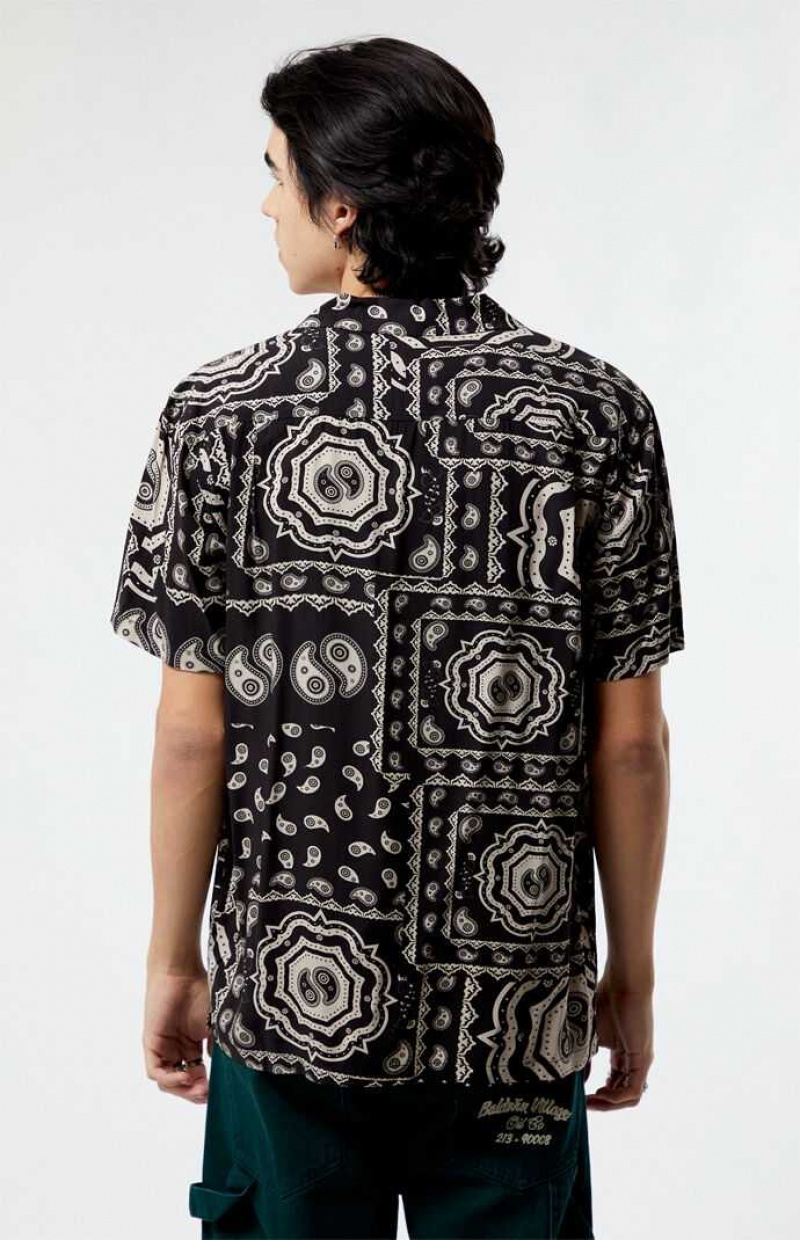 Chemises PacSun Zen Paisley Woven Camp Homme Noir | 157924HDX