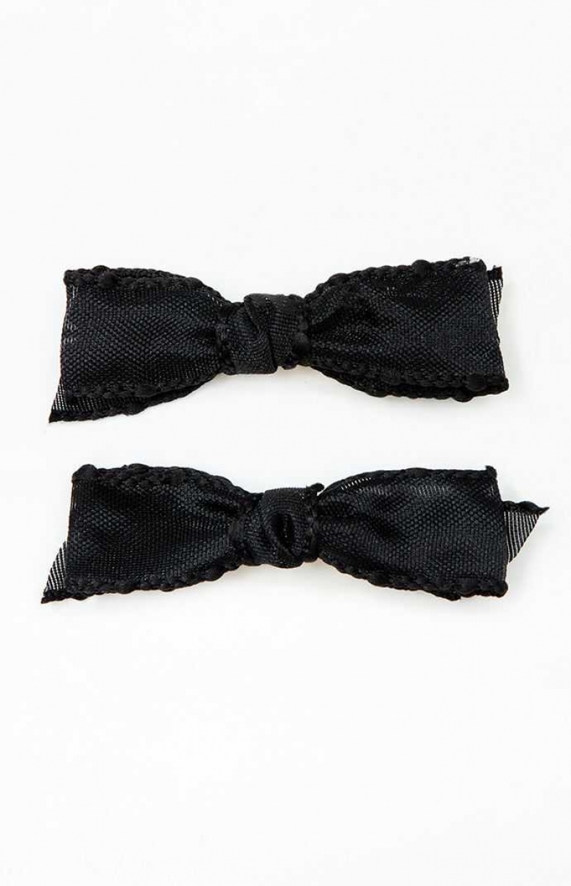 Clips PacSun 2 Pack Black Bow Hair Femme Noir | 829716OAR