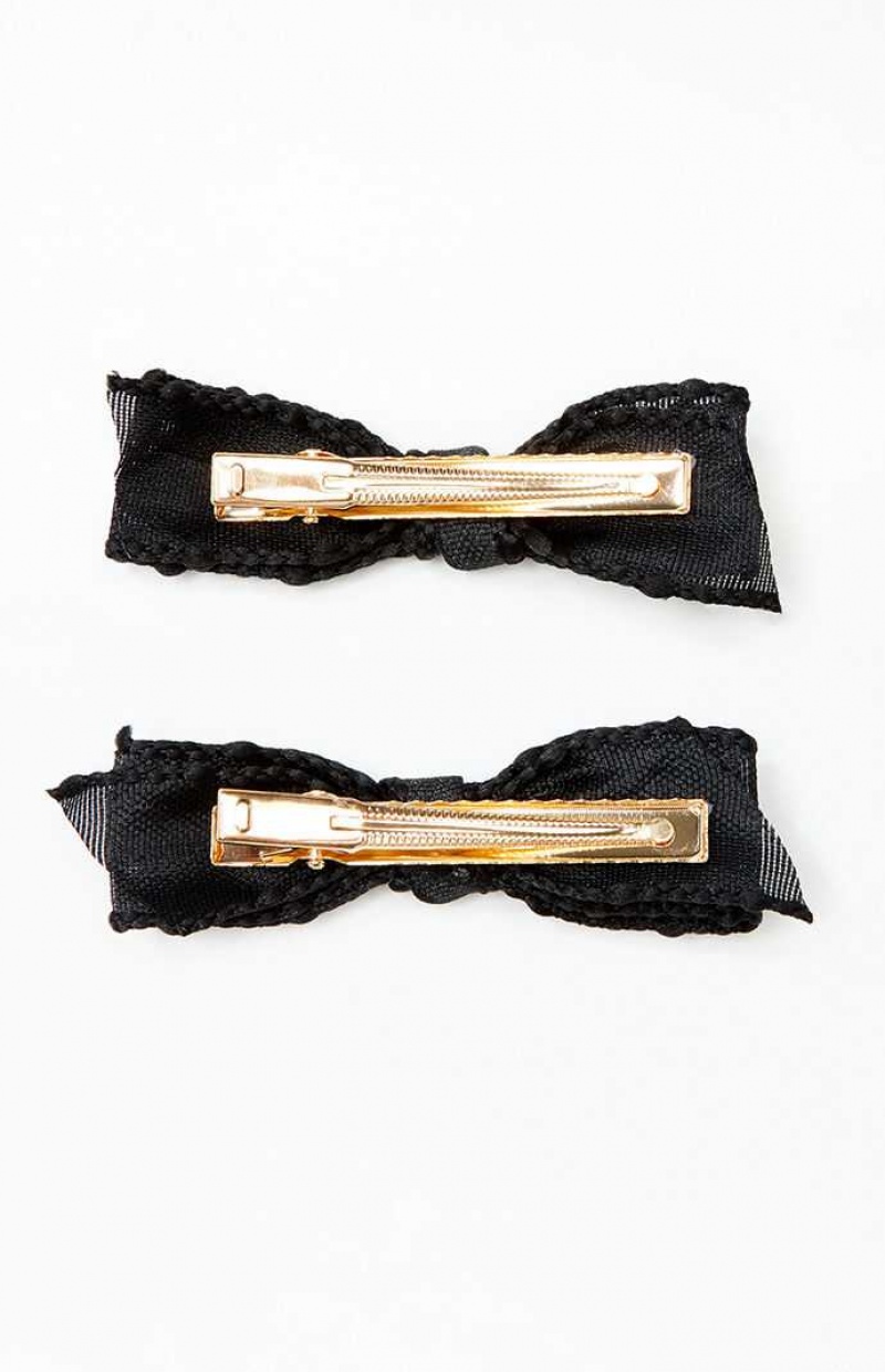 Clips PacSun 2 Pack Black Bow Hair Femme Noir | 829716OAR