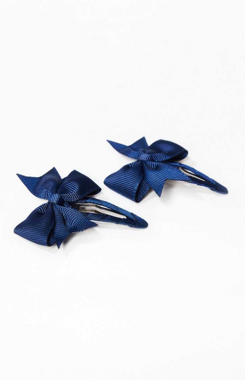 Clips PacSun 2 Pack Bow Hair Femme Bleu Marine | 049568MCK