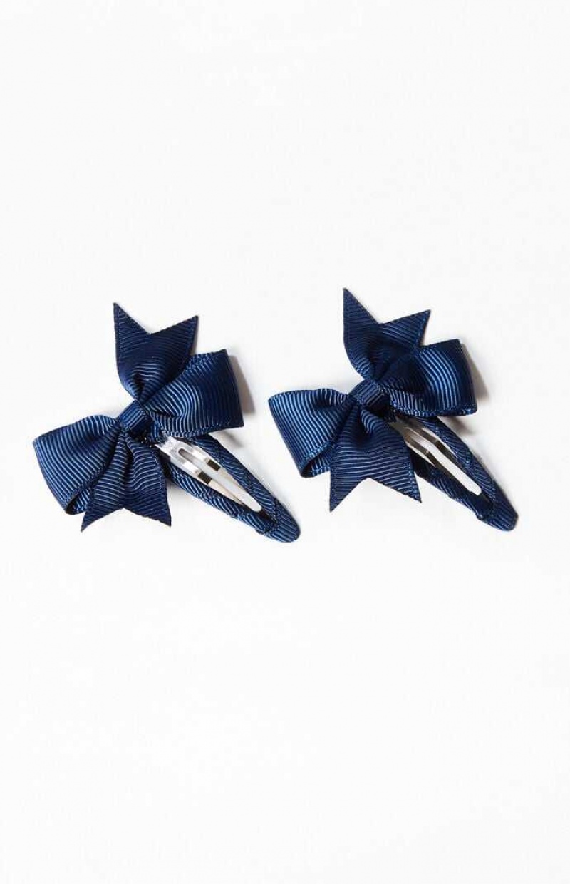 Clips PacSun 2 Pack Bow Hair Femme Bleu Marine | 049568MCK