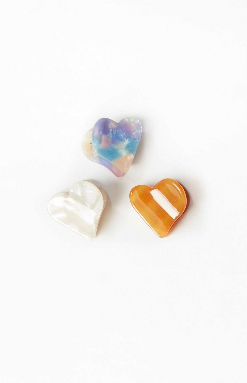 Clips PacSun 3 Pack Mini Heart Femme Multicolore | 350296RPA