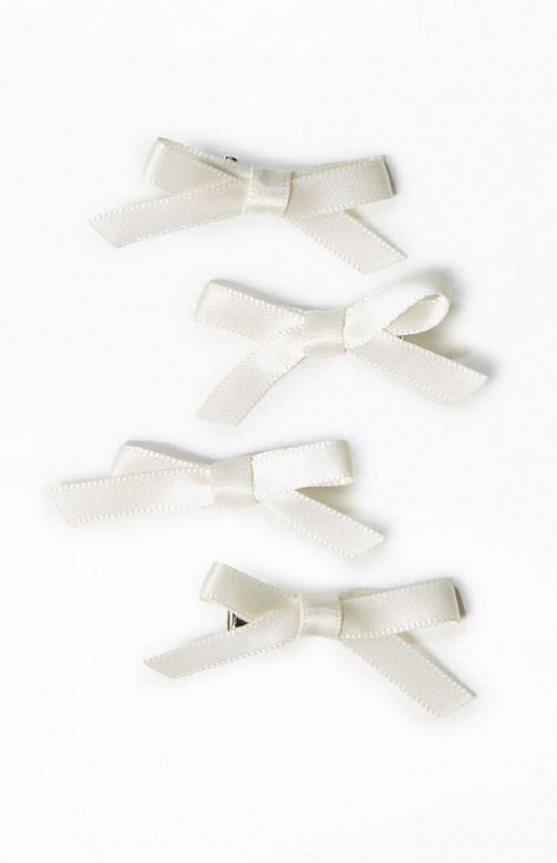 Clips PacSun 4 Back Mini Bow Femme Blanche | 463510NXP