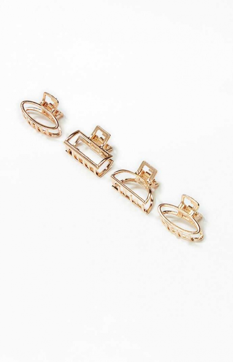 Clips PacSun 4 Pack Mini Metal Claw Femme Doré | 368510YDT