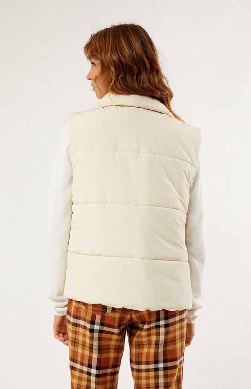 Gilet PacSun Asymmetrical Puffer Femme Blanche | 905483KUX