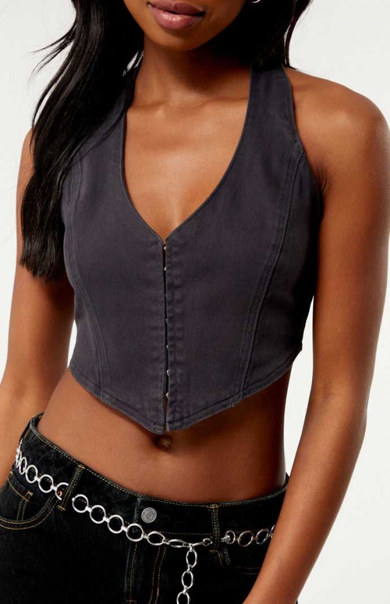 Gilet PacSun Tessa Halter Femme Noir | 472190XYM