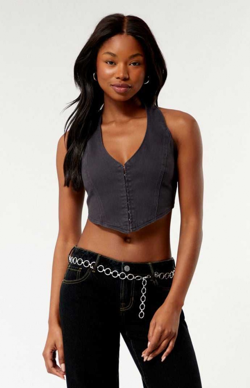 Gilet PacSun Tessa Halter Femme Noir | 472190XYM